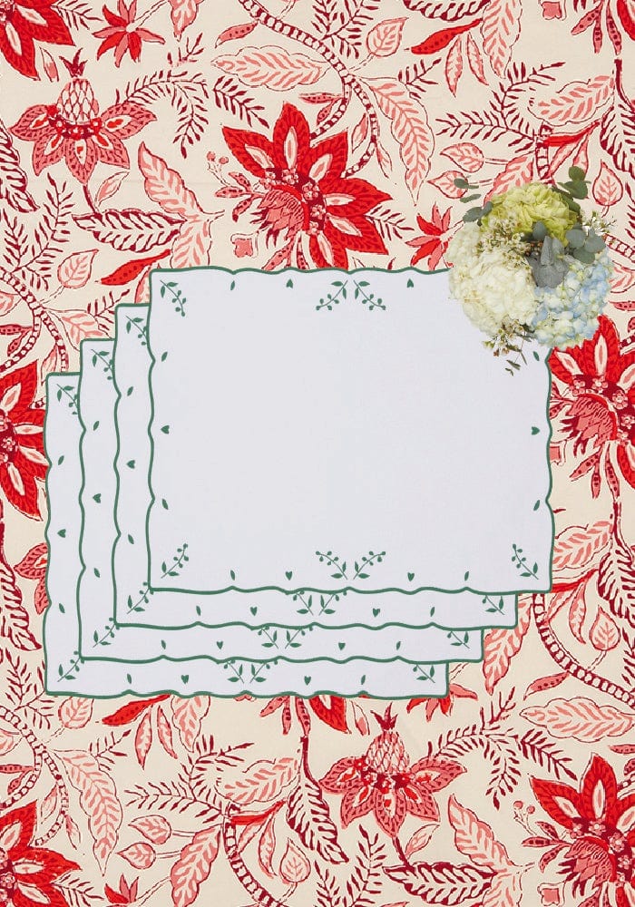 Green Blossom Rectangular Placemats - Set of 4