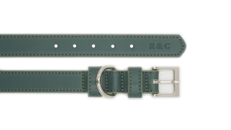Green Leather Dog Collar