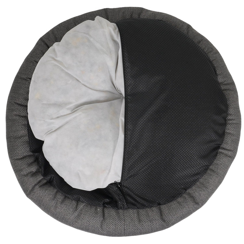 THE BALMORAL | LUXURY HERRINGBONE CALMING DONUT DOG BED