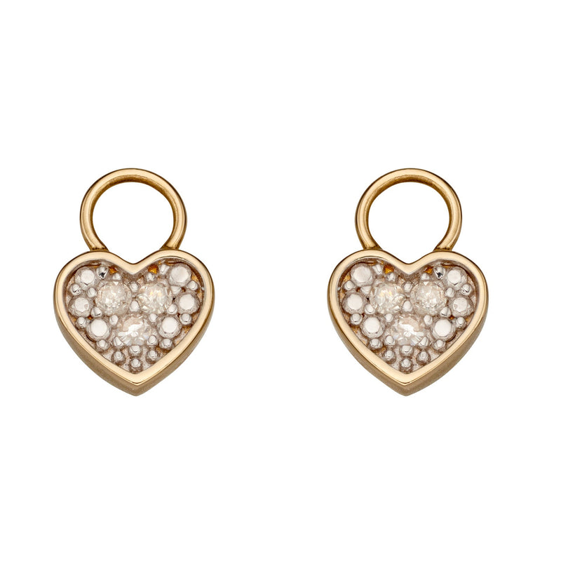 Elements Gold Heart Shaped Diamond Hoop Earring Charms