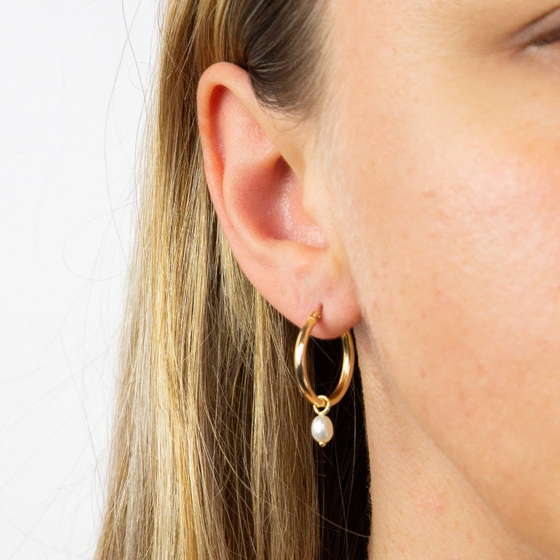 Elements Gold Freshwater Pearl Hoop Earring Charms