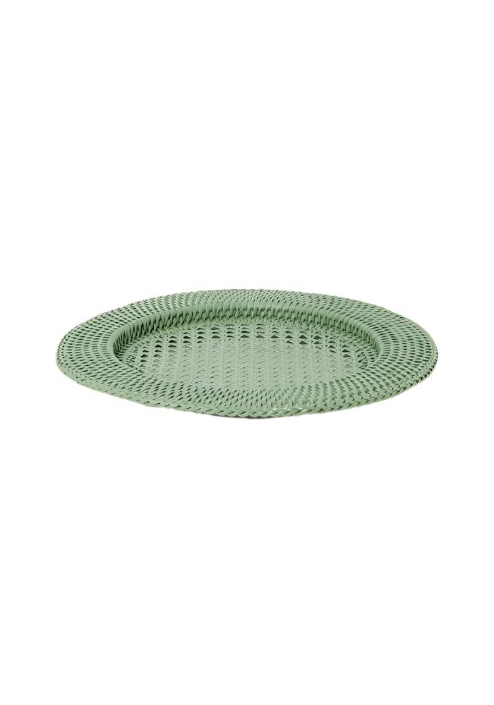 Harbour Island Round Rattan Charger Green  - Set of 4