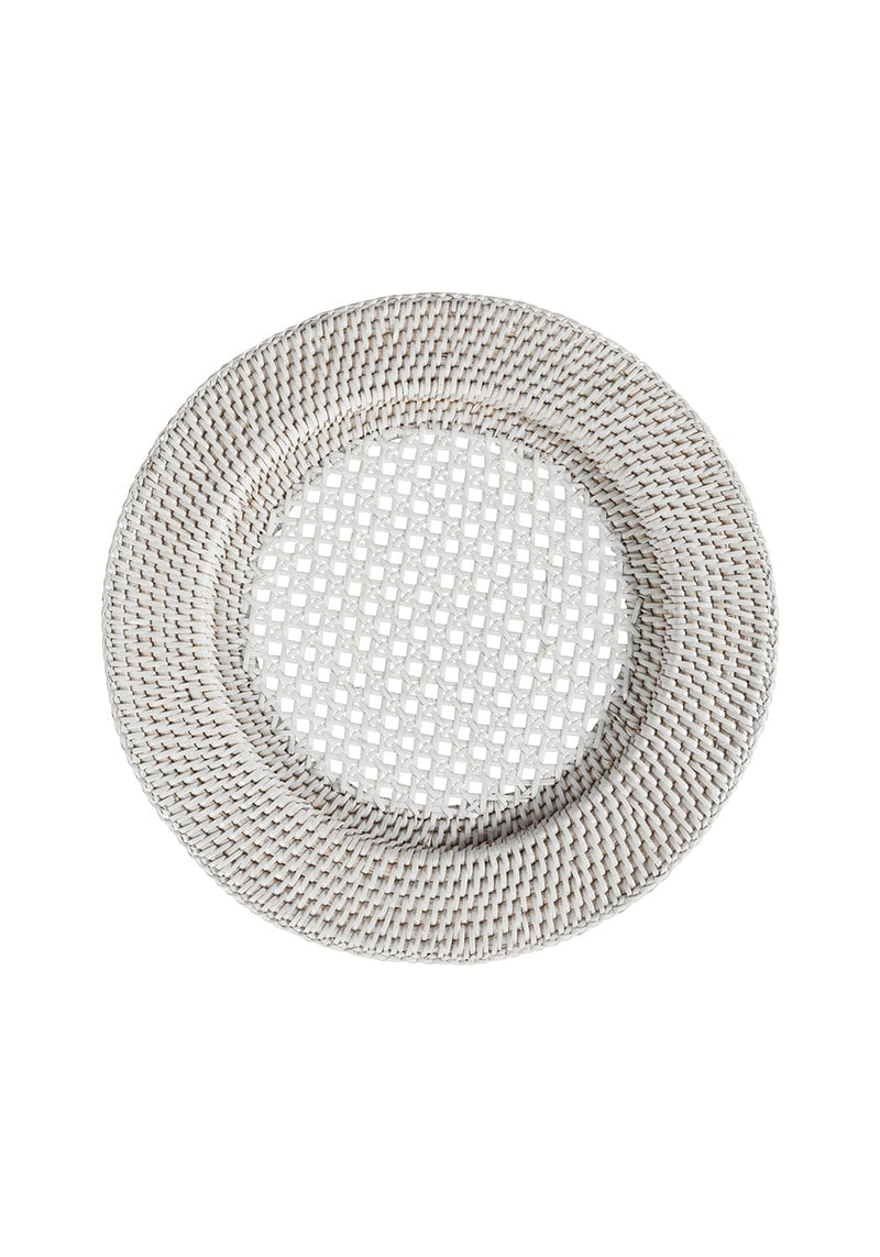 Harbour Island Round Rattan Charger Placemat White - Set of 4