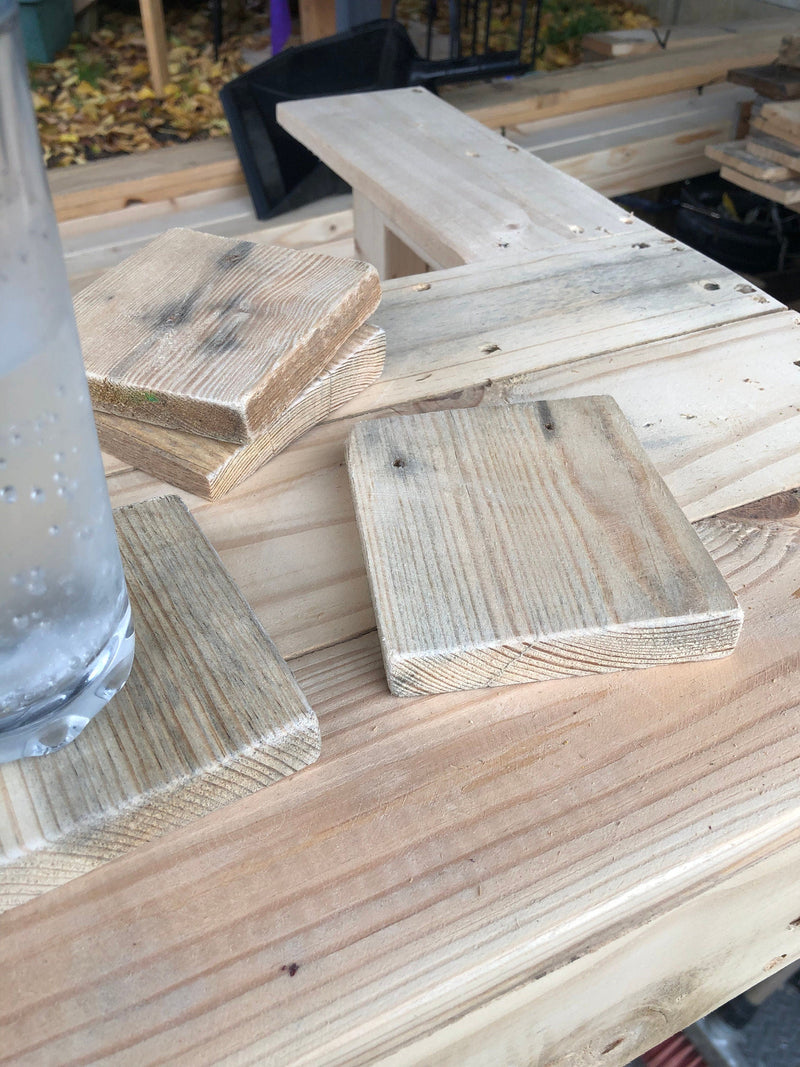Rustic Wooden Coasters x4