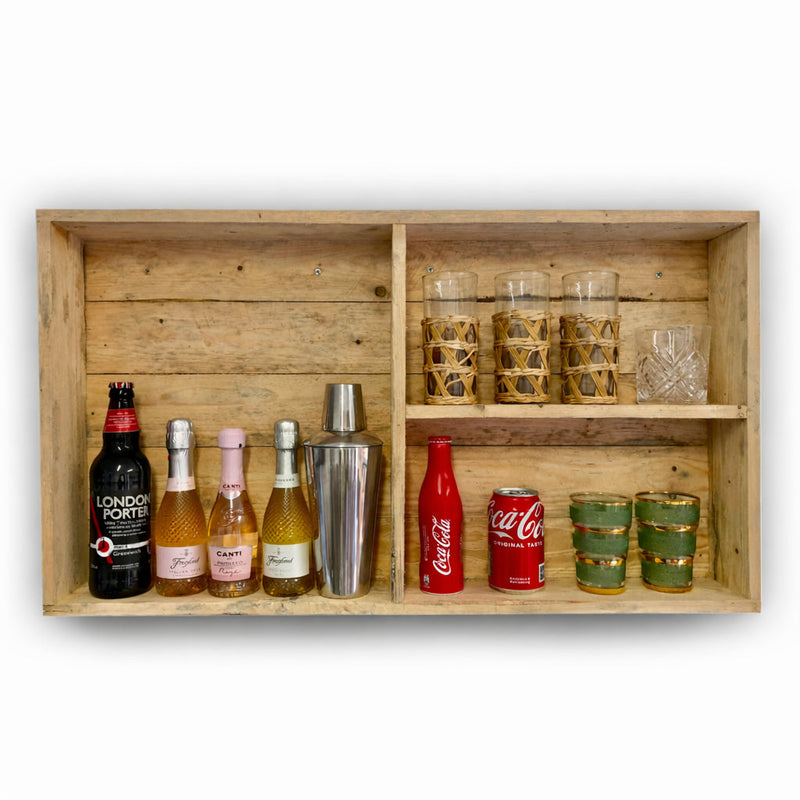 Rustic Wooden Bar Wall Mounted Shelving Unit