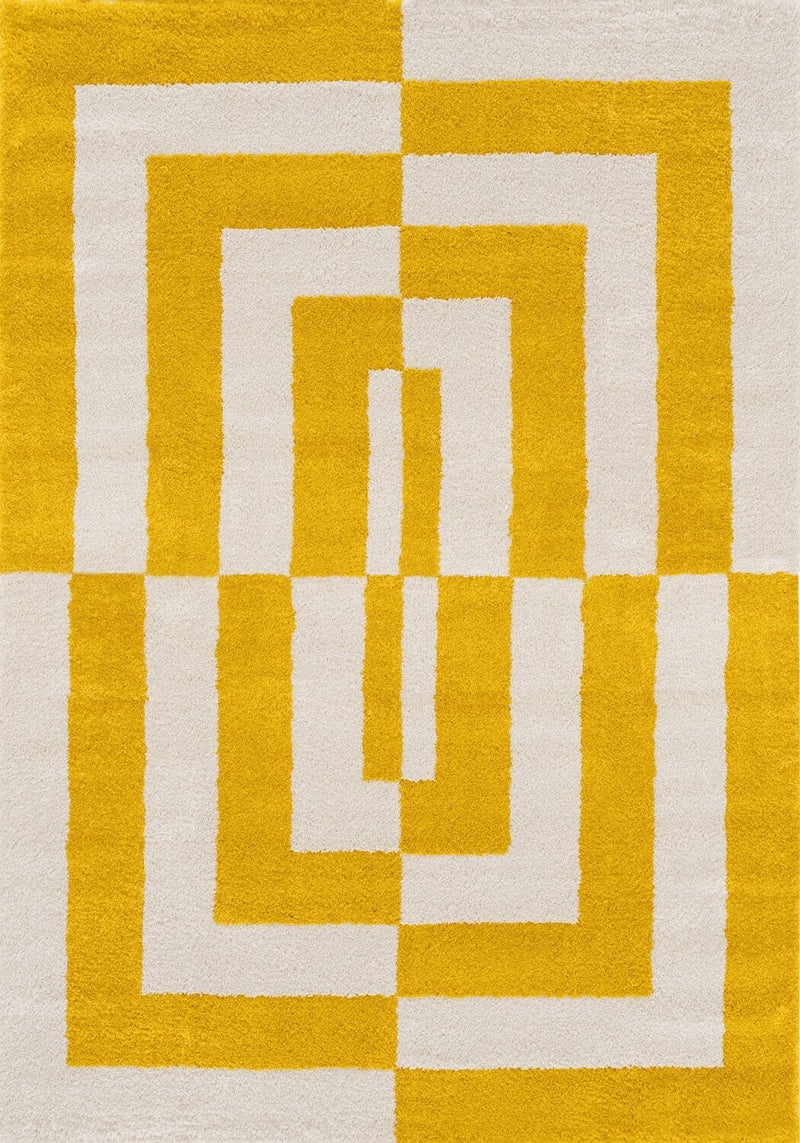 Joli Geometric Yellow & White Rug