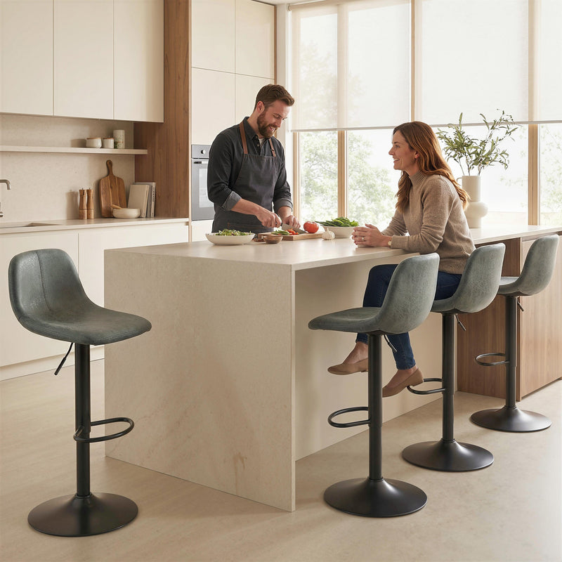 HOMCOM Bar Stools Set of 2, Modern Swivel Barstools with Footrest for Kitchen Island and Dining Room, Green