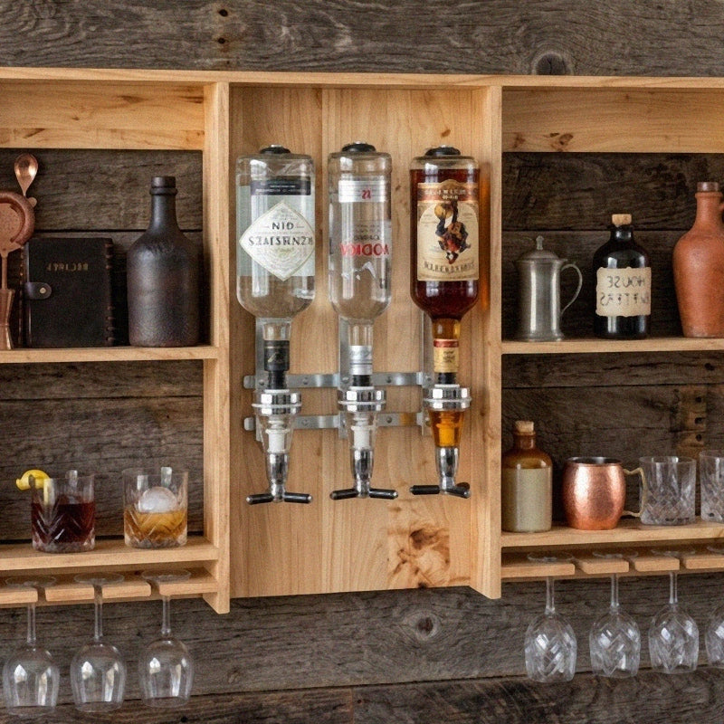 Large Rustic Wooden Bar Shelving Unit