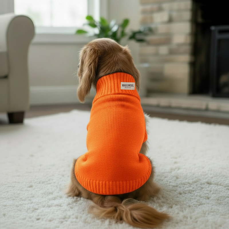Lava Orange British Wool Dog Jumper