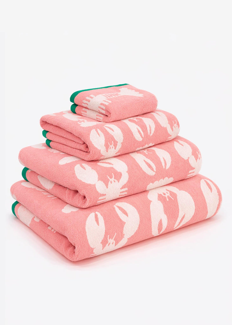Lobsters Organic Cotton Towels (Pink)