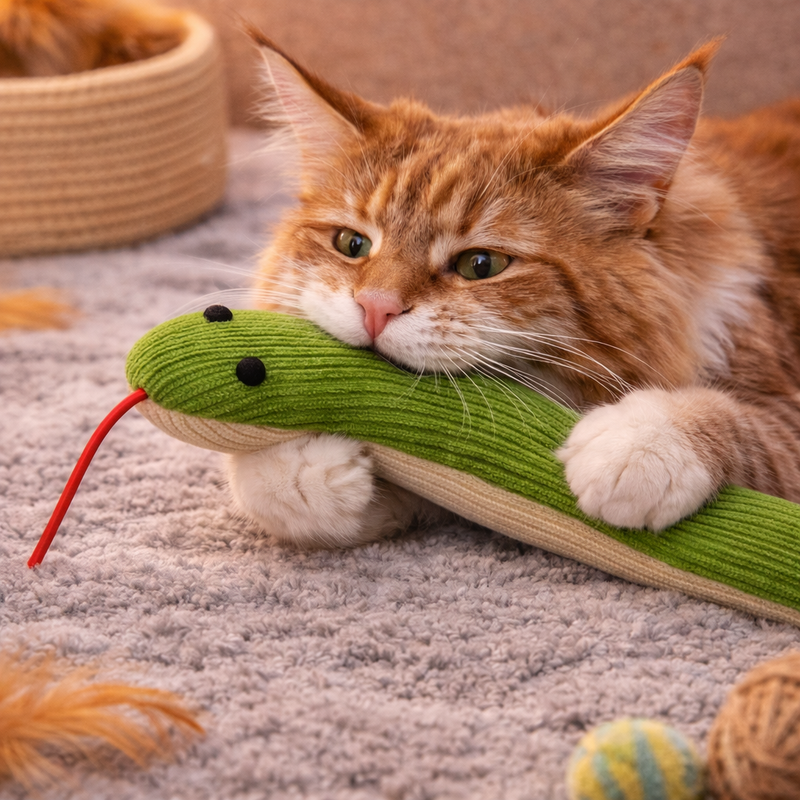 Cat Toy Snake Interactive Kick Toy for Indoor Cats - 37 cm