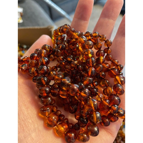 Child Brandy Snap Cognac Baltic Amber Anklet Bracelet
