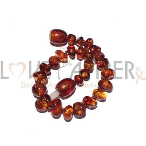 Child Brandy Snap Cognac Baltic Amber Anklet Bracelet