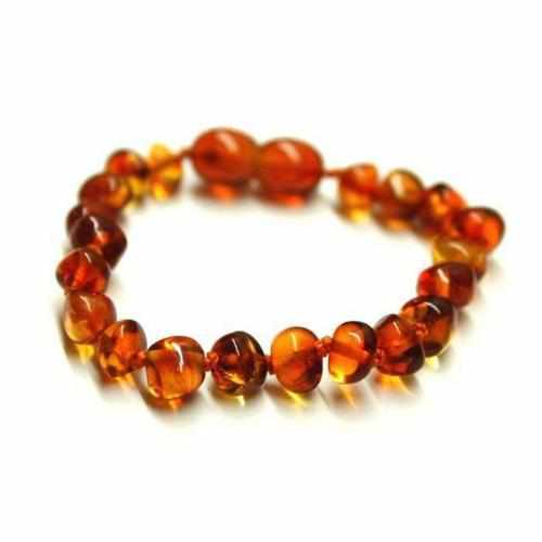 Child Brandy Snap Cognac Baltic Amber Anklet Bracelet