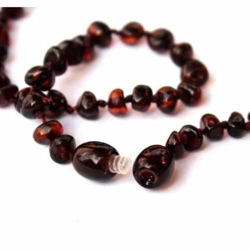 Childs Blackforest Polished Dark Cherry Black Baltic Amber Bead Necklace