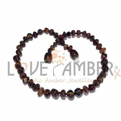 Childs Evergreen Polished Green Baltic Amber Bead Necklace