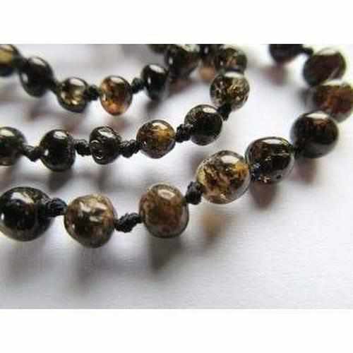 Childs Evergreen Polished Green Baltic Amber Bead Necklace