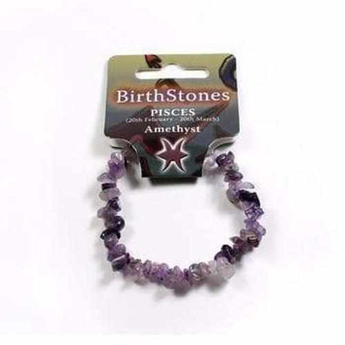 Pisces Birthstone Adult Elasticated Chip Bracelet Gift - Amethyst