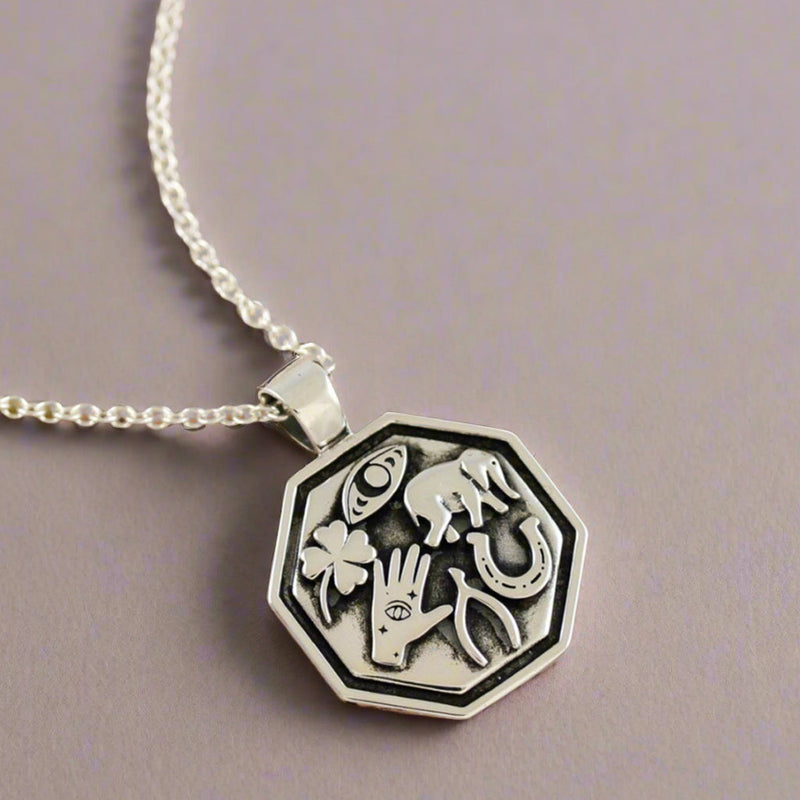 Good Luck Symbols Personalised Silver Necklace
