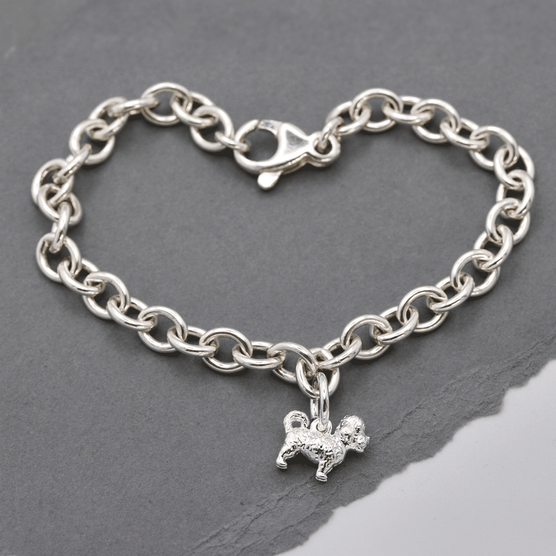 Maltipoo Silver Dog Charm