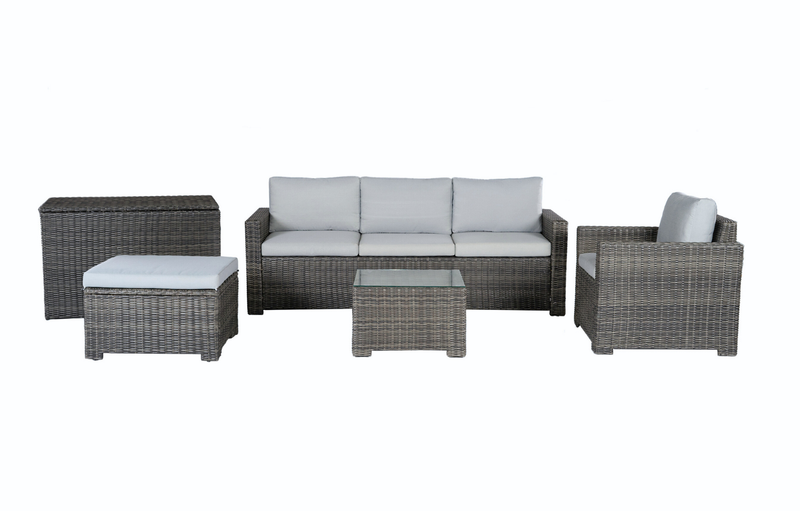 Marbella Grey 5 Seater Chaise Garden Sofa Set and Cushion Box Bundle