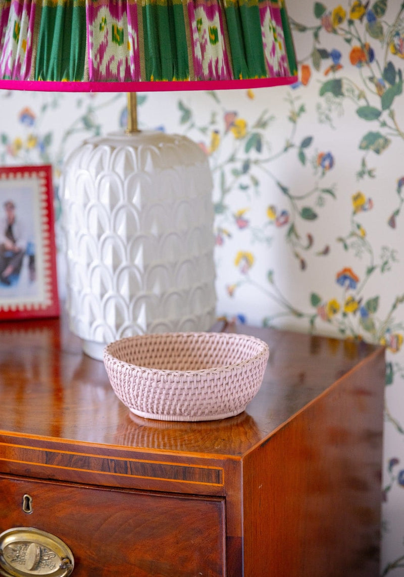 Mayfair Trinket Hold All Rattan Basket in Pink