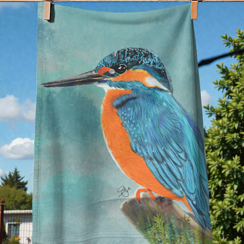 Painted Kingfisher Tea Towel