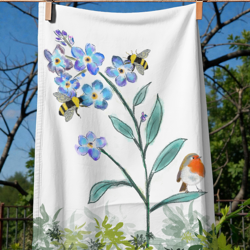 Forget me not Garden Tea Towel