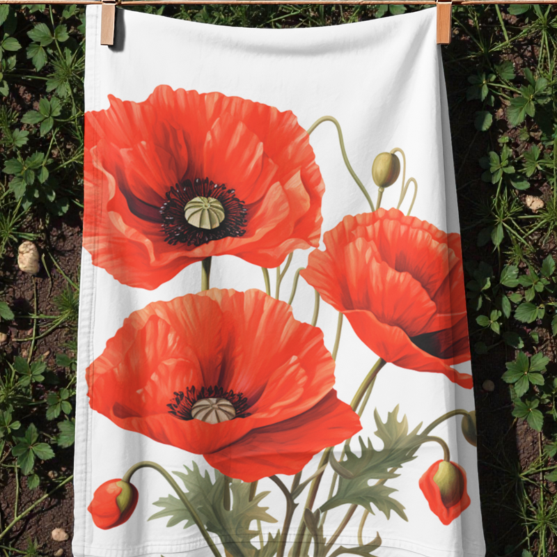 Remembrance Poppies Tea Towel