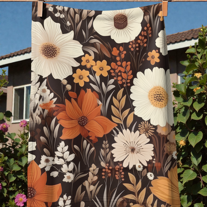 Autumnal Floral Display Tea Towel