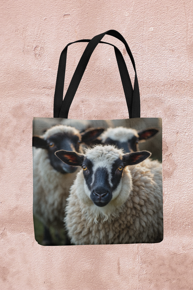 Black Faced Sheep Handmade Organic Tote Bag