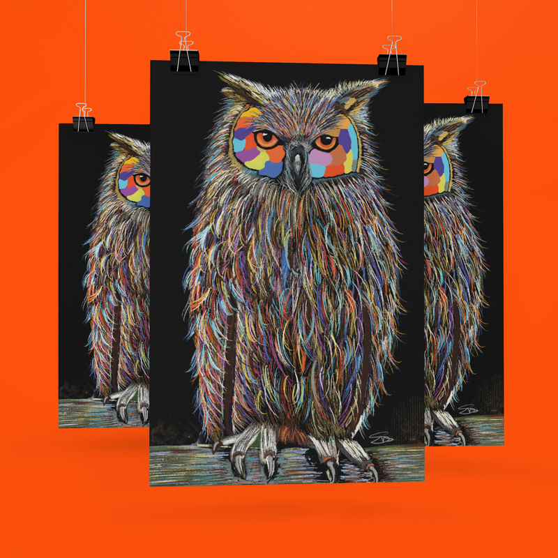 Rainbow Owl Tea Towel