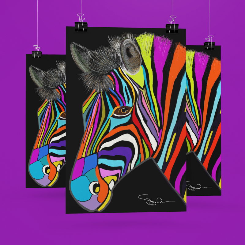 Rainbow Zebra Tea Towel