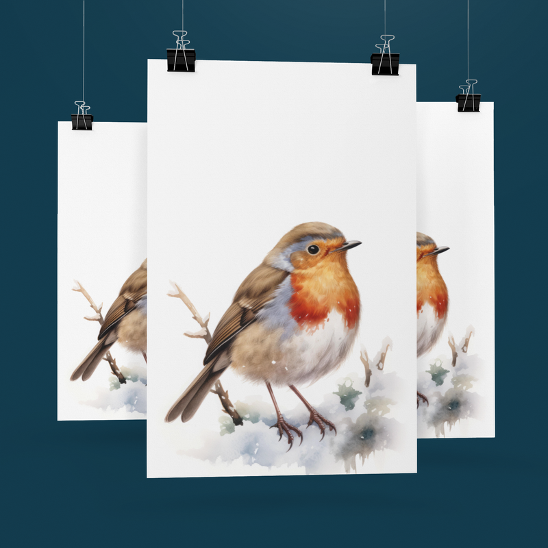 Robin on the Ground Tea Towel
