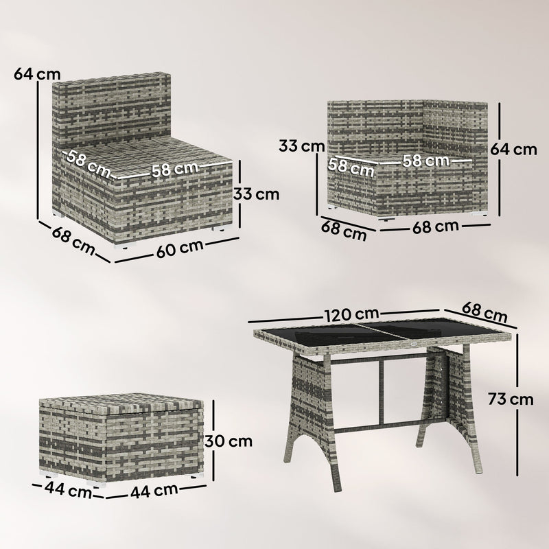 Outsunny 10 Piece Rattan Garden Furniture Set, 2 Corner Sofas with 4 Chairs, 4 Stools and Coffee Table, Outdoor Patio Furniture