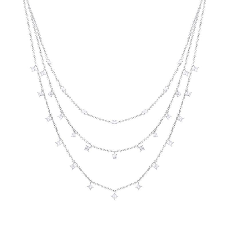 Diamonfire Triple Row Zirconia Necklace