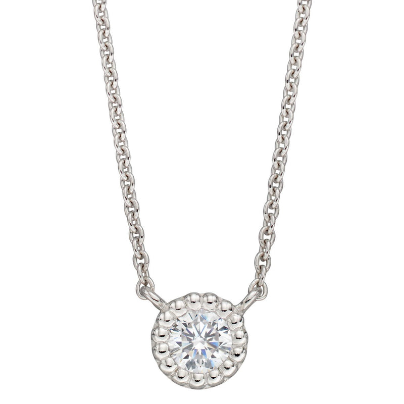 Beginnings Millegrain Edge Cubic Zirconia Necklace