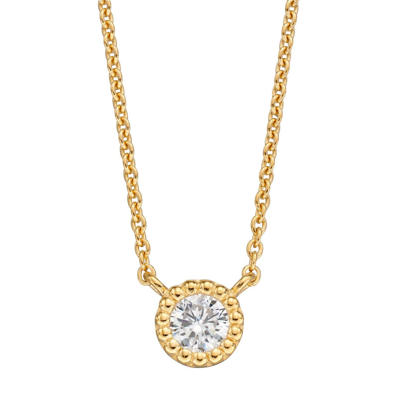 Beginnings Millegrain Edge Cubic Zirconia Necklace