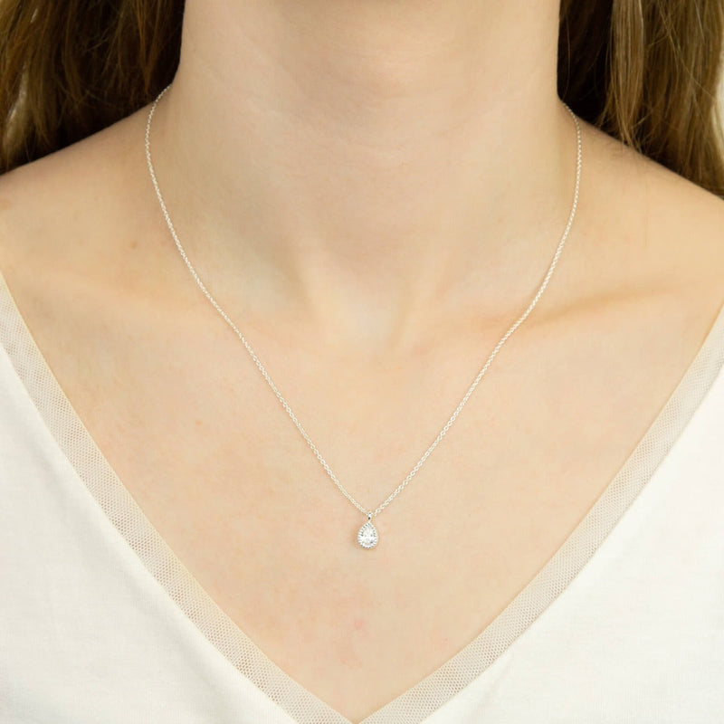 Beginnings Teardrop Necklace with Cubic Zirconia