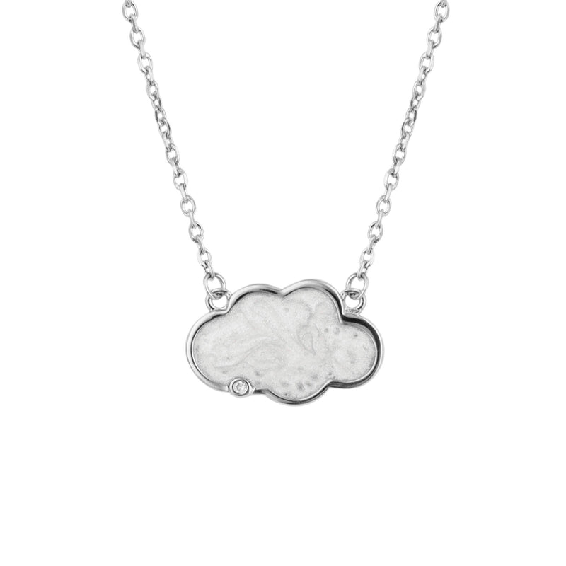 D For Diamond Pearlised Enamel Cloud Necklace with Diamond