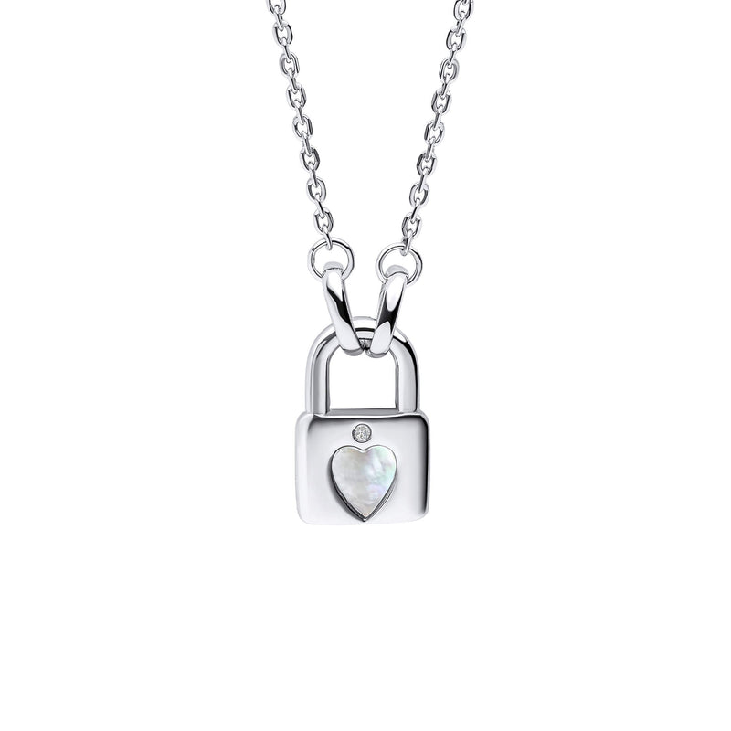 D For Diamond Padlock Heart Necklace with Diamond