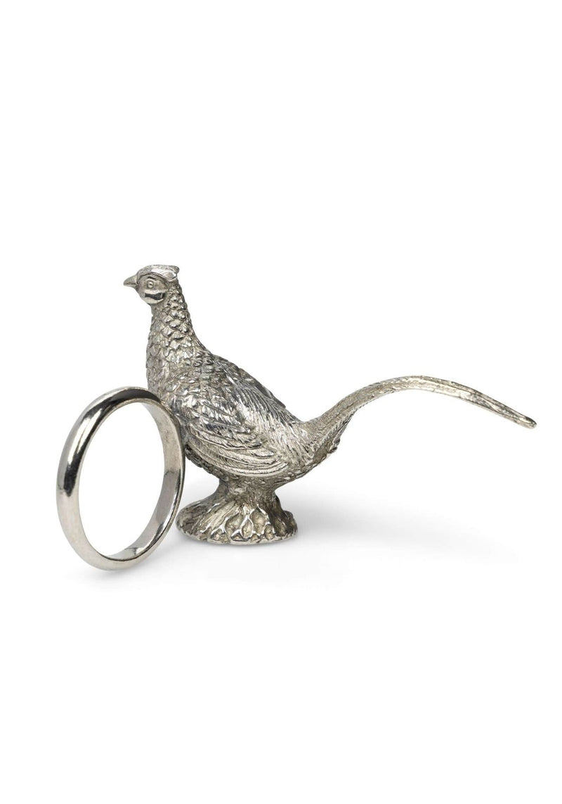 Pheasant Feathered Pewter  Napkin Ring - Set of 4