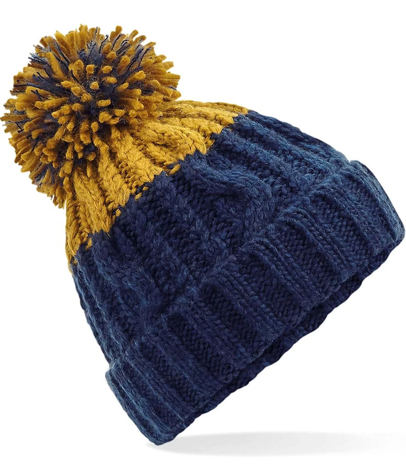 Navy and Mustard Beanie