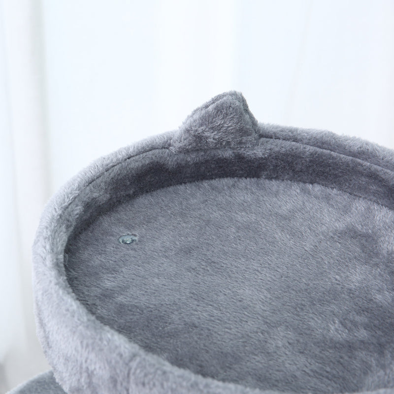 PawHut 104 cm Cat Tree, Cat Condo Tree Tower, Cat Activity Centre with Scratching Posts, Plush Perch, Hanging Ball - Grey