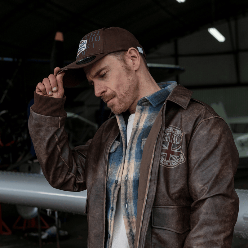 Brown 'Aviation' Diamond Trucker Hat