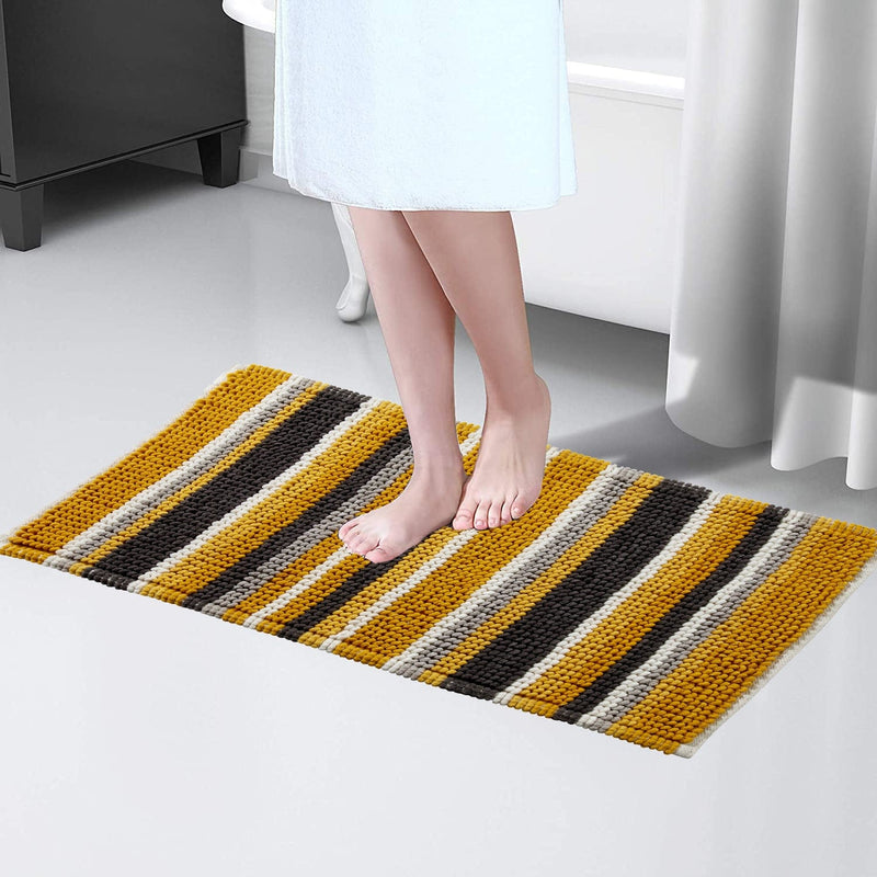 OLIVIA ROCCO Padstow Stripe Bathmat 50 x 80 cm Quick-Drying Anti-Slip Absorbent Durable