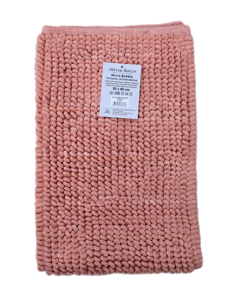 OLIVIA ROCCO Pebbles Micro Bobble Bath Mat Pure Indian Cotton Hand Woven Eco Friendly