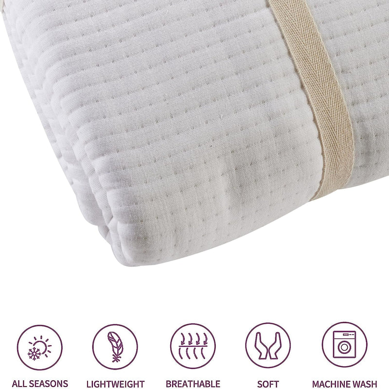OLIVIA ROCCO Hotel Collection Quilted Bedspread 240x260 cm White and Grey 100% Sustainable Cotton Super Soft Easy-Care Home Essential