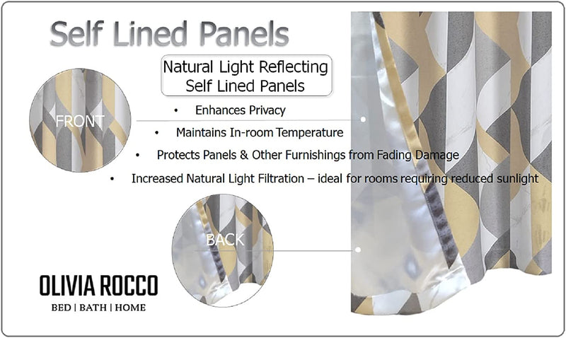 OLIVIA ROCCO Blackout Thermal Curtains Check Marble Design Light Blocking Panels Multiple