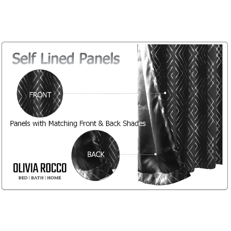 OLIVIA ROCCO Geometric Sparkle Blackout Curtains Black Thermal Insulated Eyelet Ring Top